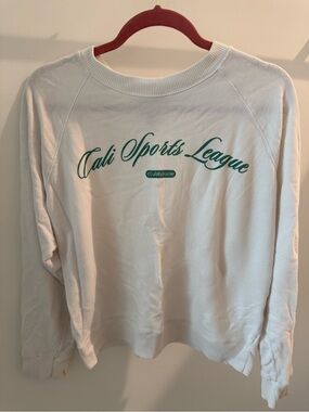 Universal Thread White Crewneck with Green "Cali Sports League" Script
